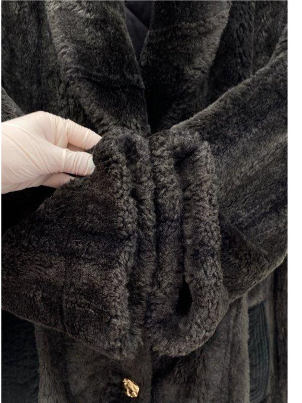 VTG Juicy Couture Archival Pink Tag Heavy Faux Fur Shawl Collar Coat M Black - Picture 7 of 7